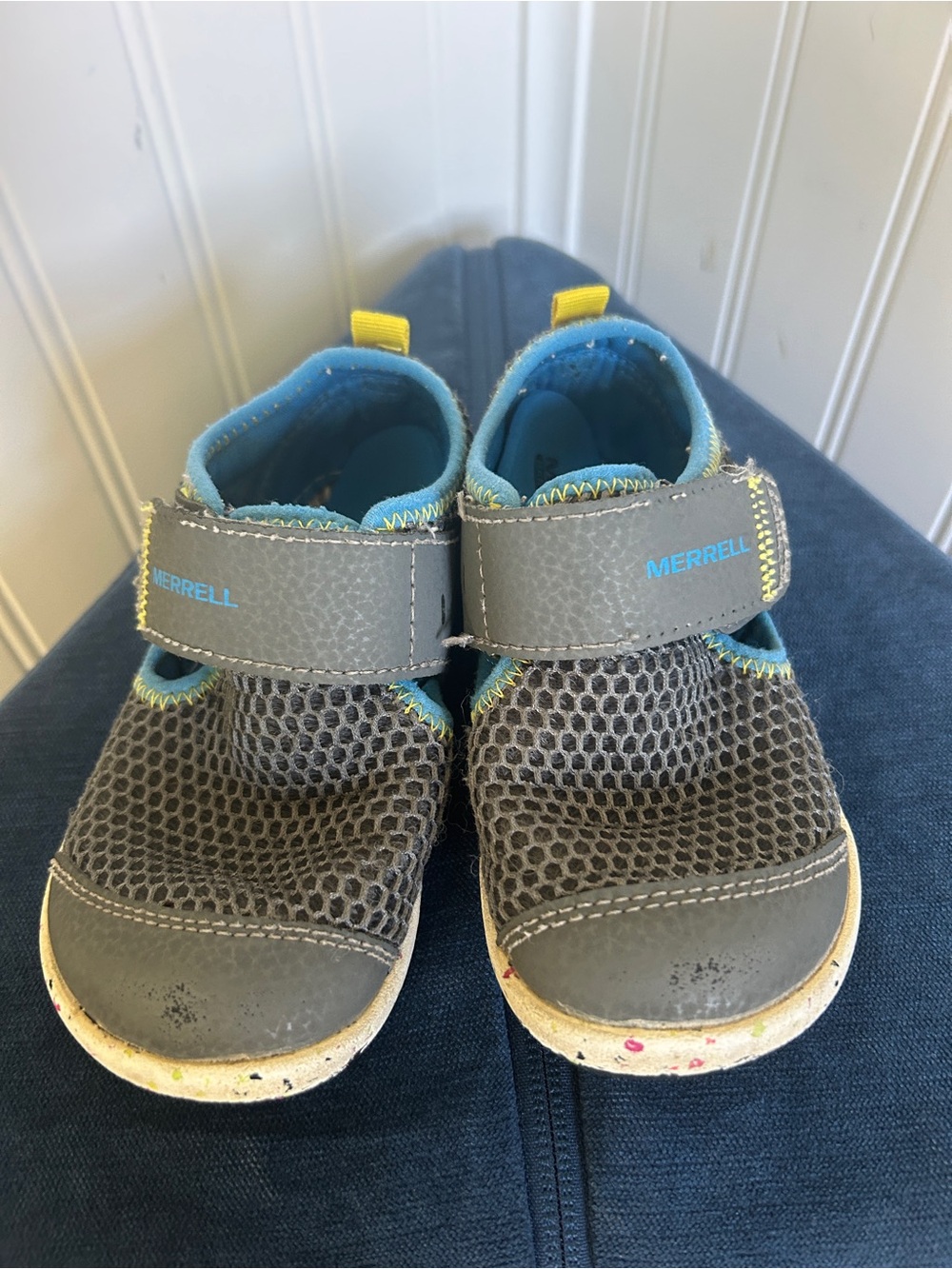 Merrell Kids Gray and Blue Mesh Sneakers